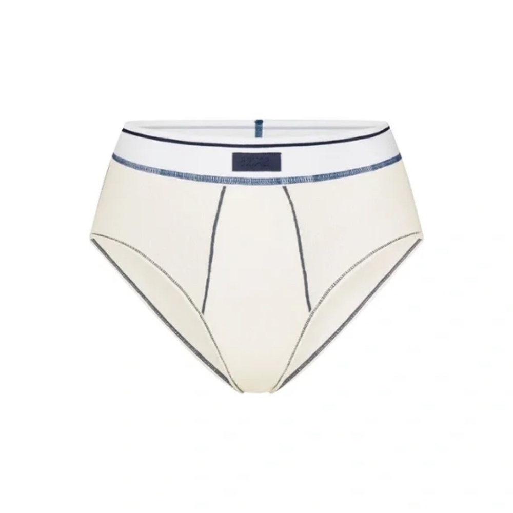 Cotton Rib Marble Multi HIGH-WAISTED BRIEF Size Small